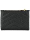 Grain Leather Quilted Stitch Card Wallet Black - SAINT LAURENT - BALAAN 4