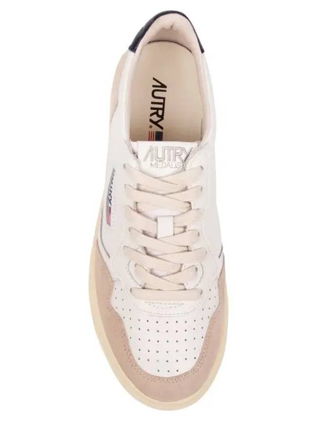 Women's Leather Suede Medalist Low Top Sneakers White Blue - AUTRY - BALAAN 4