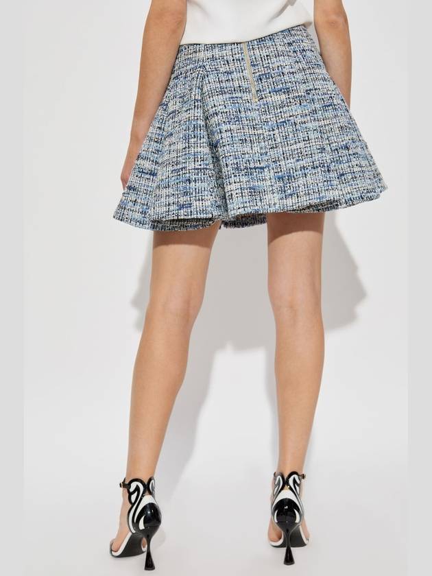 Balmain Tweed Skirt With Pleats, Women's, Blue - BALMAIN - BALAAN 4