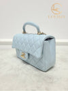 Used luxury goods Lewis It Sky blue classic new mini top handle lambskin flap bag - CHANEL - BALAAN 2