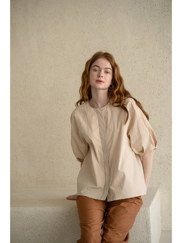 Loose fit puff sleeve daily blouse beige - CAHIERS - BALAAN 4