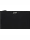 Re-Nylon and Saffiano Leather Clutch Bag Black - PRADA - BALAAN 3