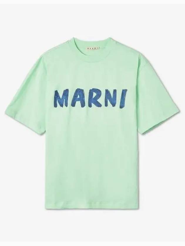 Logo Lettering Boxy Fit Short Sleeve T-Shirt Light Green - MARNI - BALAAN 2