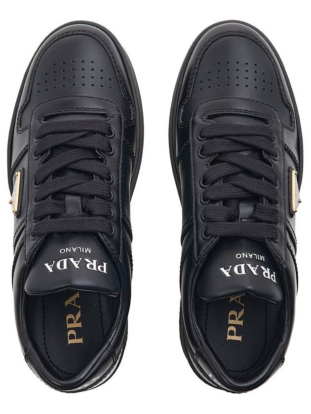 Downtown Bold Leather Low Top Sneakers Black - PRADA - BALAAN 7