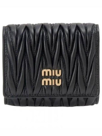 Matelasse Logo Nappa Leather Half Wallet Black - MIU MIU - BALAAN 2