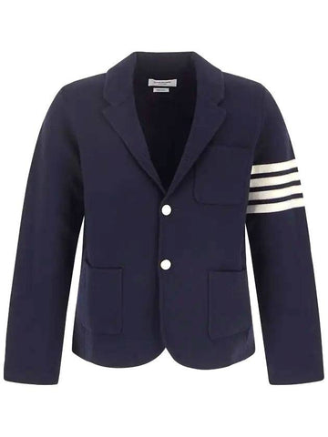 4 Bar Knit Blazer Jacket Navy - THOM BROWNE - BALAAN 1