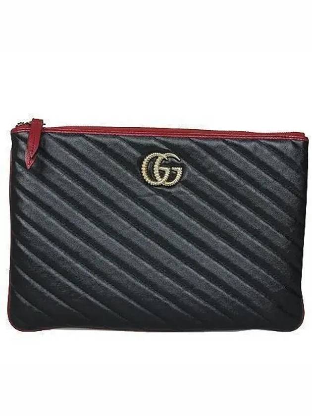 573814 Black Leather GG Marmont Matelasse Clutch - GUCCI - BALAAN 1