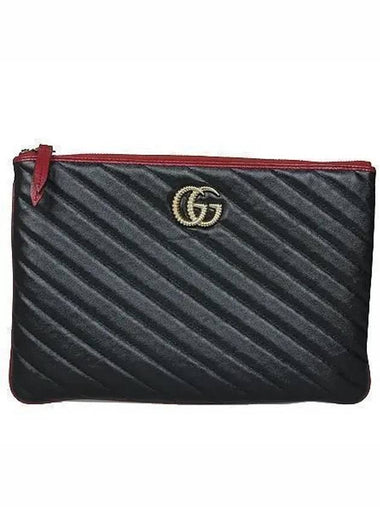 573814 Black Leather GG Marmont Matelasse Clutch - GUCCI - BALAAN 1