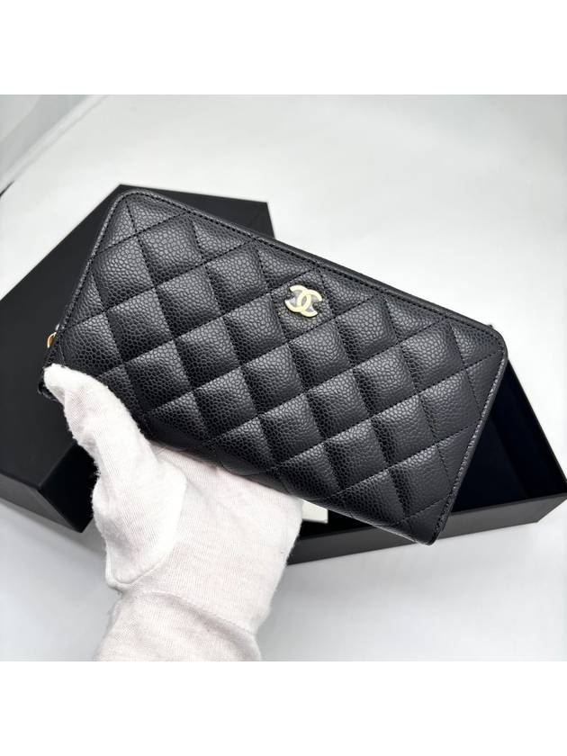 Classic Long Zipped Wallet Grained Calfskin & Gold Black - CHANEL - BALAAN 6