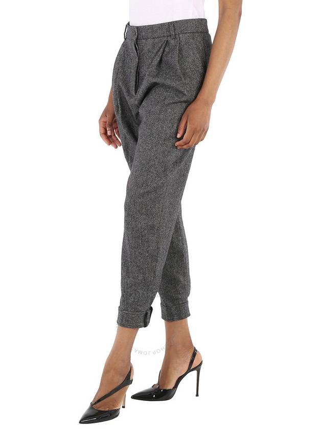 Women's Belt Detail Cashmere Tweed Baggy Pants Dark Gray - BURBERRY - BALAAN 4