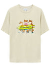 Surfing Foxes Logo Print Short Sleeve T-Shirt Beige - MAISON KITSUNE - BALAAN 2