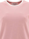 Women's Melange Jersey Ringer Short Sleeve T-Shirt Light Pink - THOM BROWNE - BALAAN 4