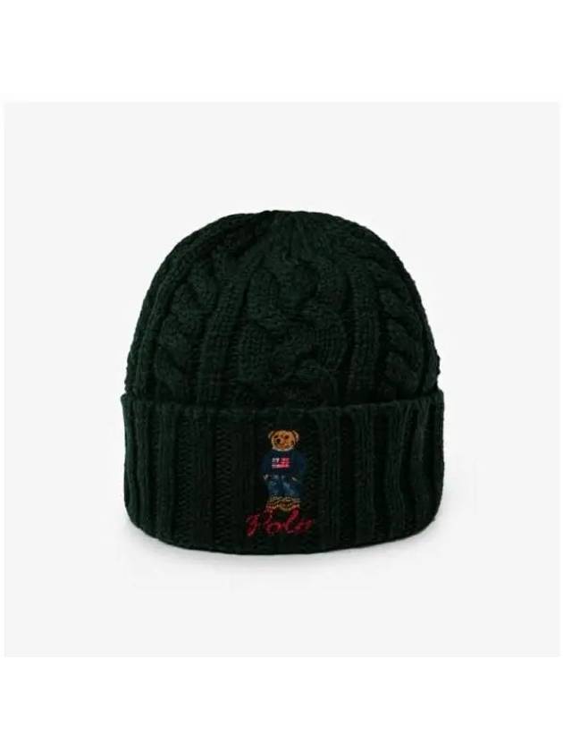 PC1035 356 Solid Flag Bear Cable Knit Beanie - POLO RALPH LAUREN - BALAAN 2