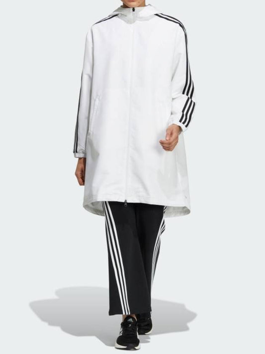 3 Stripe Long Hooded Zip-Up White - ADIDAS - BALAAN 2