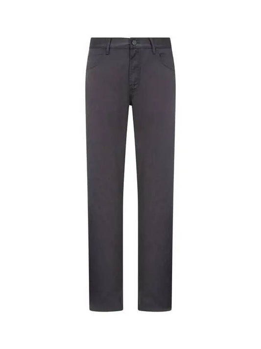 Men s Suede Logo Patch Chino Pants Charcoal Gray 270974 - GIORGIO ARMANI - BALAAN 1