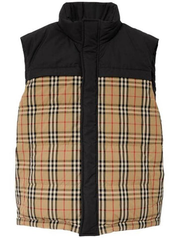 Check Panel Reversible Vest Beige - BURBERRY - BALAAN 1