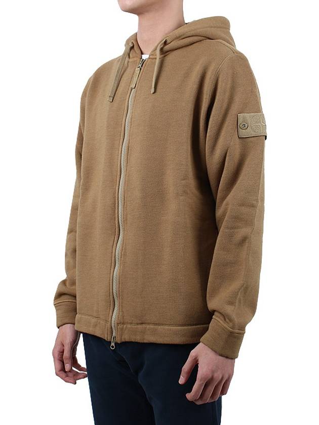 Ghost Piece Cotton Wool Fleece Zip Up Hoodie Brown - STONE ISLAND - BALAAN 5