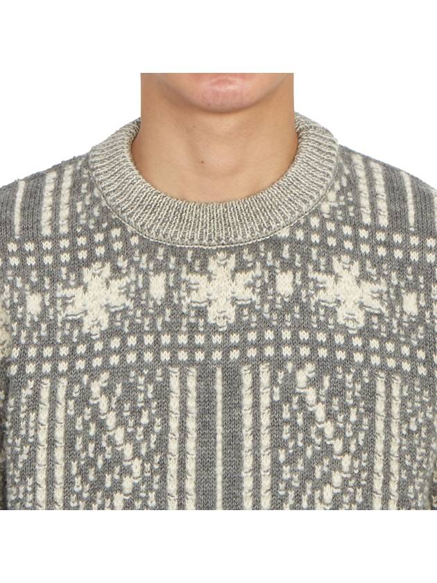 Crew Neck Fair Isle Motif Knit Top Grey - GOLDEN GOOSE - BALAAN 9