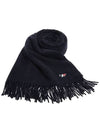 Small Tricolor Fox Wool Muffler Navy - MAISON KITSUNE - BALAAN.