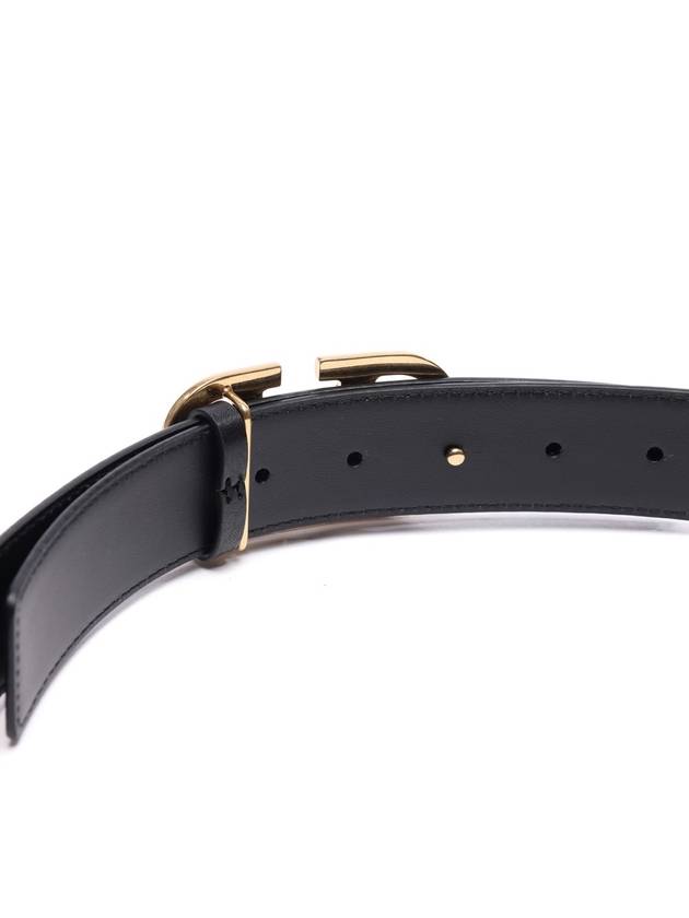 V Logo Signature Buckle Leather Belt Black - VALENTINO - BALAAN 6