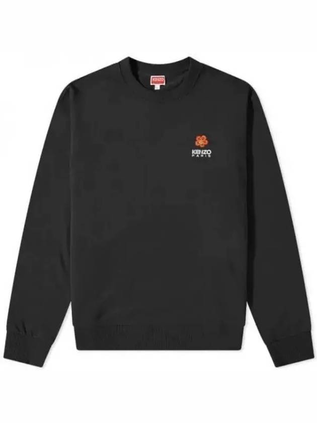 Boke Flower Embroidered Logo Cotton Sweatshirt Black - KENZO - BALAAN 2