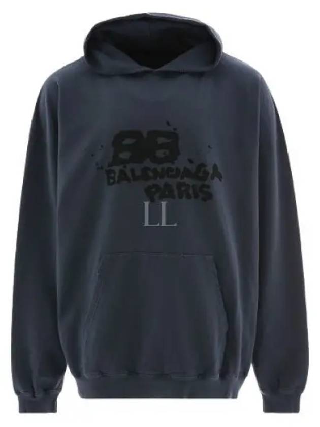 Graffiti Logo Printing Hoodie Navy - BALENCIAGA - BALAAN 2