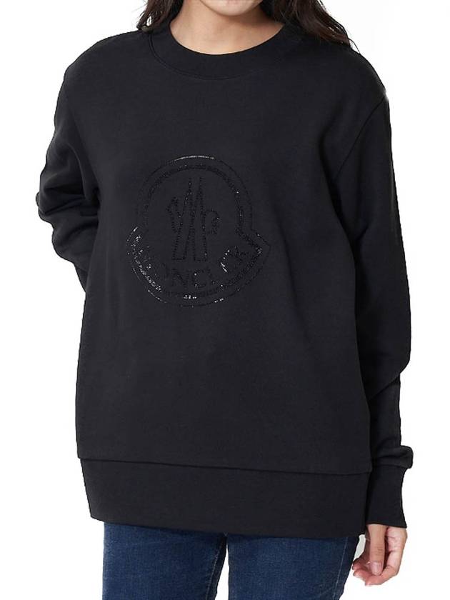 Logo Crew Neck Sweatshirt Black - MONCLER - BALAAN 4