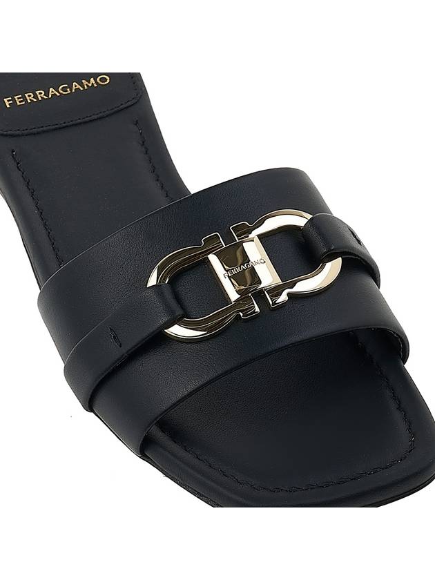 Gancini Ornament Flat Slide Black - SALVATORE FERRAGAMO - BALAAN 9