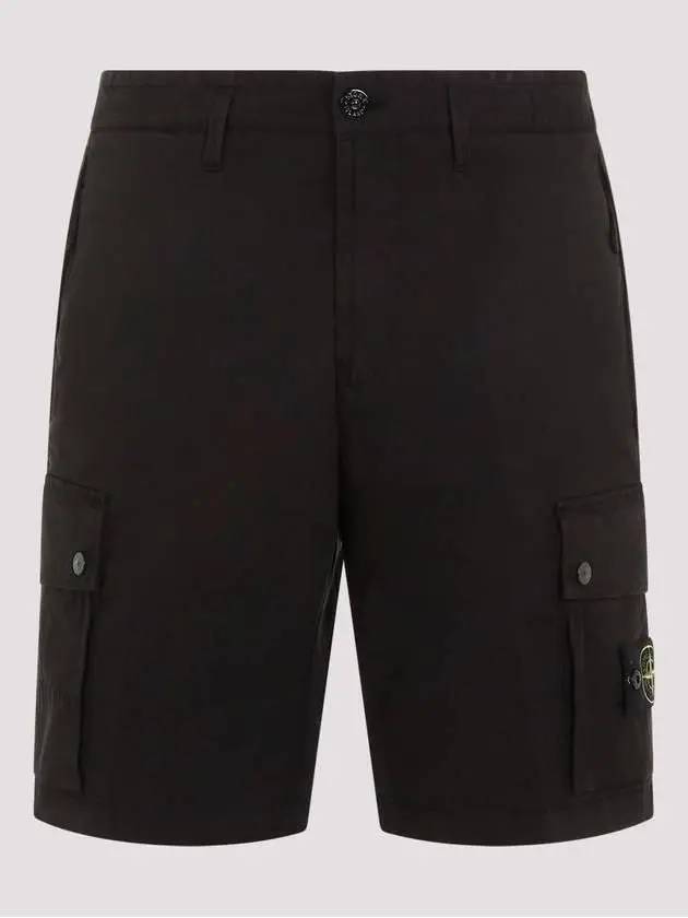 Compass Patch Cargo Cotton Twill Shorts Black - STONE ISLAND - BALAAN 2