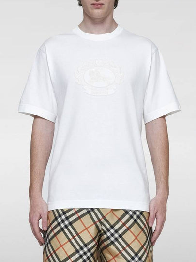 Embroidered Logo Cotton Short Sleeve T-Shirt White - BURBERRY - BALAAN 2