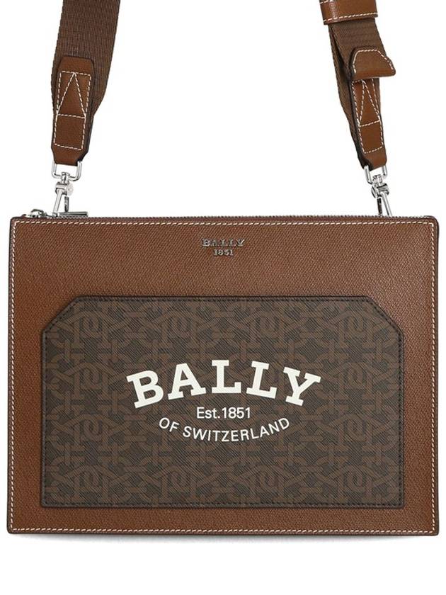 Brogann TML Logo Print Clutch Bag Brown - BALLY - BALAAN 1