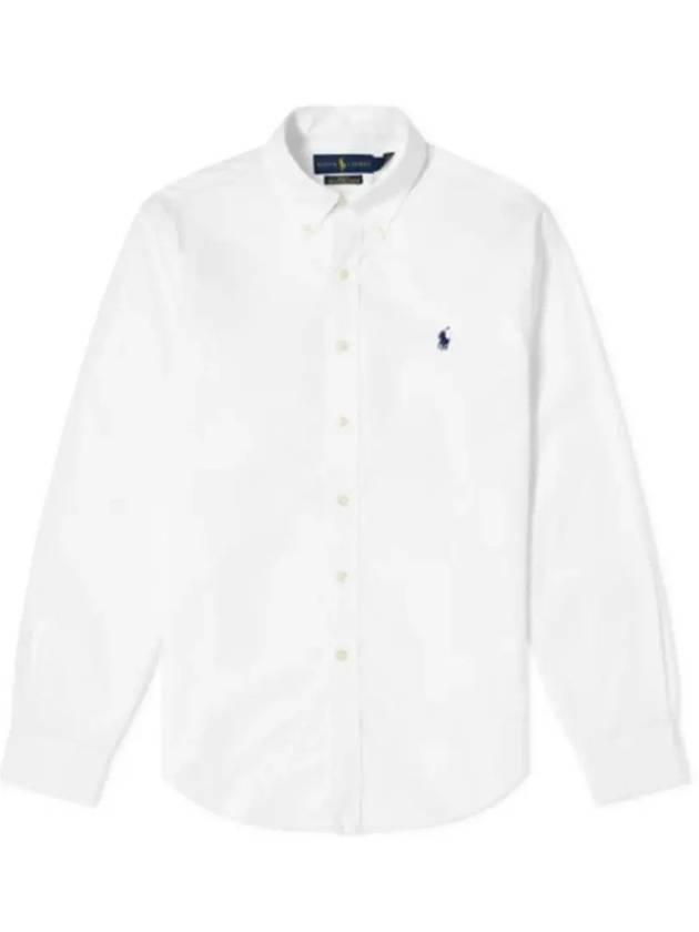 Embroidered Pony Logo Long Sleeve Shirt White - POLO RALPH LAUREN - BALAAN 2