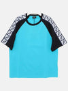 FF Raglan Short Sleeve T-Shirt Blue - FENDI - BALAAN 3