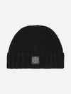 Logo Patch Wool Beanie Black - STONE ISLAND - BALAAN 2