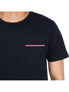 Men's Medium Weight Jersey Tipped Pocket Crewneck Short Short Sleeve T-Shirt Navy - THOM BROWNE - BALAAN 11