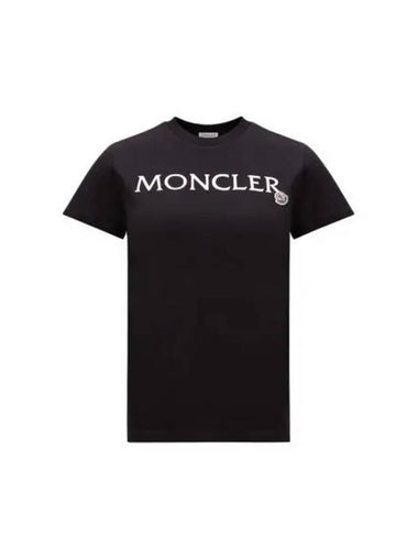 Women s Logo Patch Black Short Sleeve T Shirt 8C00011 89AIJ 999 1157115 - MONCLER - BALAAN 1