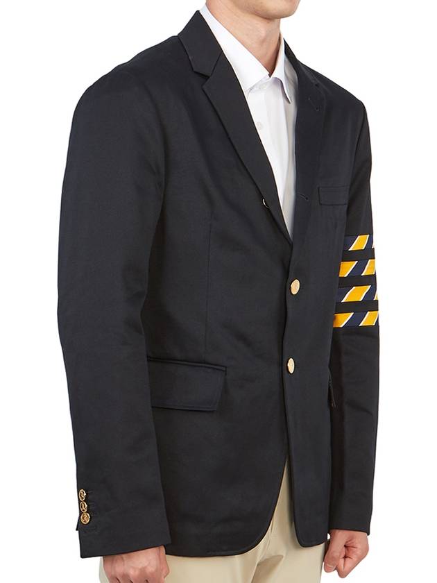 4 Bar Unconstructed Cotton Twill Classic Sports Jacket Navy - THOM BROWNE - BALAAN 4