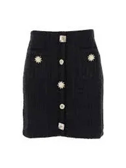 Women's Jewel Button Knit H-Line Skirt Black - SELF PORTRAIT - BALAAN 2