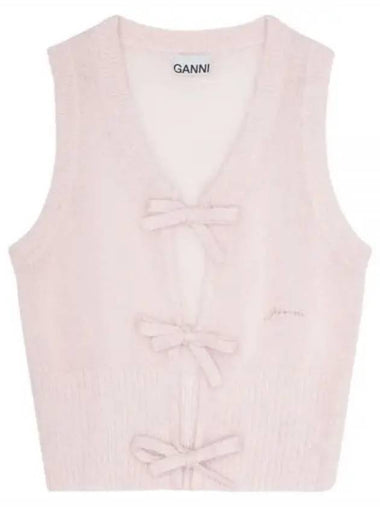 PINK MOHAIR TIE STRING VEST K2268 395 - GANNI - BALAAN 1