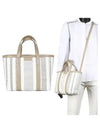 Barbes East West Raffia Striped Shopper Tote Bag Grey - BALENCIAGA - BALAAN 2