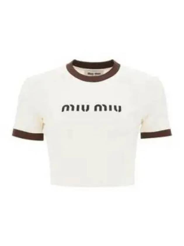 Logo Short Sleeve T-Shirt White - MIU MIU - BALAAN 2