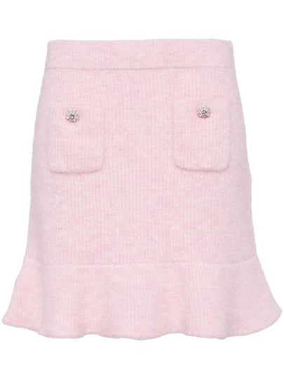 Women's Fluffy Rib Knit A-Line Skirt Pink - SELF PORTRAIT - BALAAN 2