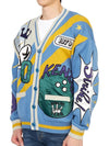 Bowling Elephant V-Neck Cardigan Blue - KENZO - BALAAN 3