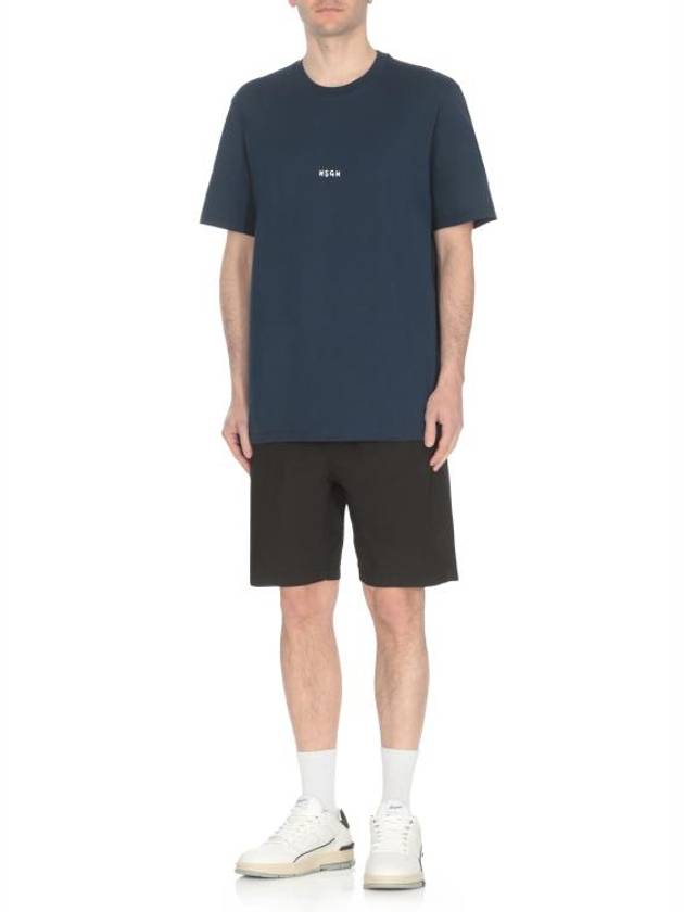 Micro Brushed Logo Print Short Sleeve T-Shirt Navy - MSGM - BALAAN 4