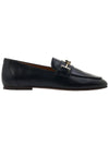 Women's Double T Logo Leather Loafers Black - TOD'S - BALAAN 3