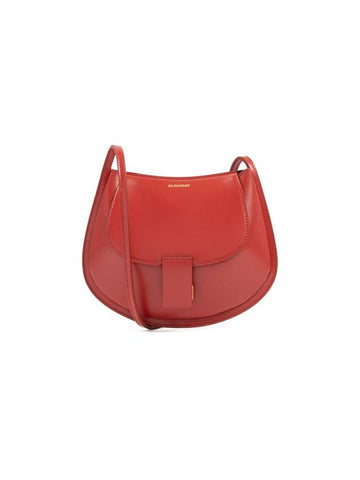 Crescent Logo Mini Leather Cross Bag Red - JIL SANDER - BALAAN 1