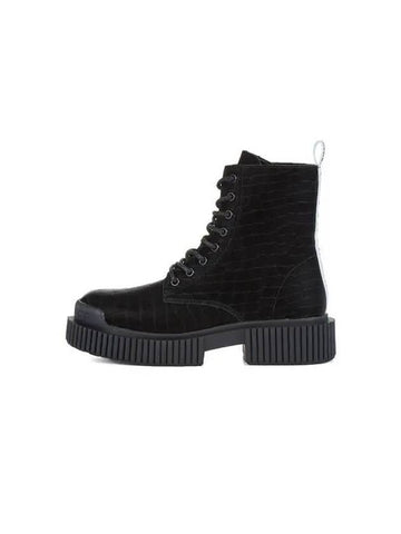 Women's Logo Strip Crocodile Boots Black 270831 - ARMANI EXCHANGE - BALAAN 1