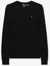 Embroidered Logo Pony Cable Knit Top Black - POLO RALPH LAUREN - BALAAN 3