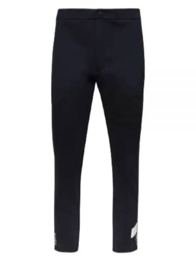 Seersucker Loopback 4 Button Vent Straight Pants Navy - THOM BROWNE - BALAAN 2