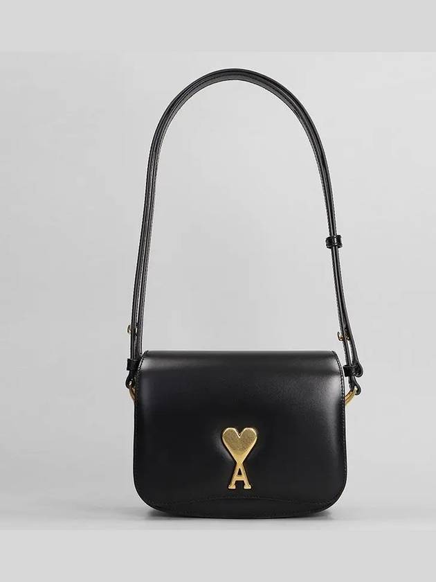 Heart Plaque Calfskin Shoulder Bag Black - AMI - BALAAN 2